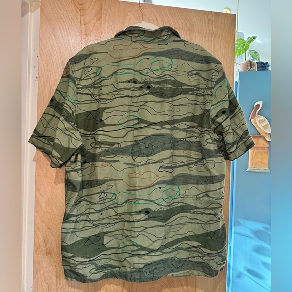 NEW Ted Baker Mens Briary Shirt Linen Camo Wave Abstract Green Size 6 Large NWOT - Picture 4 of 7